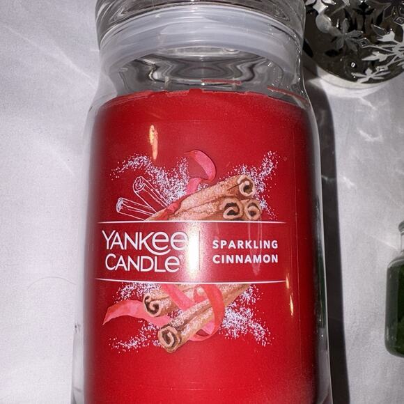 Yankee Candle SPARKLING CINNAMON Jar 20 Oz 2-wick AND 3.7oz BALSAM & CEDAR NEW - Picture 3 of 10